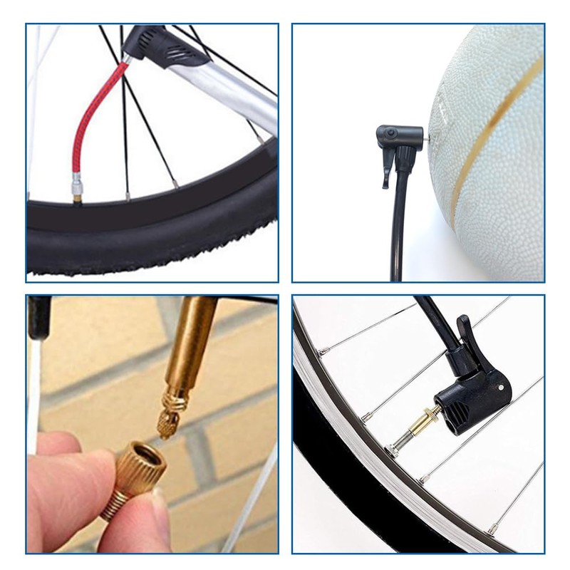 Bicycle Inflator Adapter, Brass, 5-Piece Set, Presta / US /