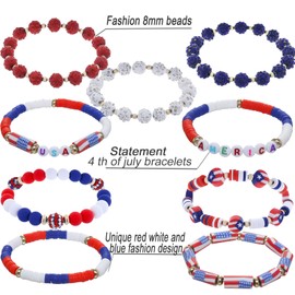 Cooluckday Heishi Surfer Bracelets for Women Vsco Boho Beaded Bracelet Friendship Polymer Clay Rainbow Bracelet Stack Vinyl Disc Stackable Bracelet, 7.9 inches, Stone, created alexandrite