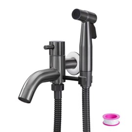Bidet Stainless Steel Hand Shower Set with Tap Cold Water Wall Mounted Long Tap Mop Tap Bidet Toilet Sprayer for Pet Bath, Body Care, Toilet