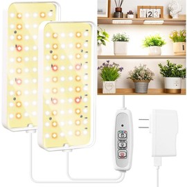 (R) Grow Light, Ceiling Grow Light for Indoor , 120 LEDs Full Spectrum  Light, Corded, Under Cabinet Grow Lamp with 4/8/12H Auto Timer, 4 Brightness Levels, Ideal for Pots, Dual - Color: Dual Head