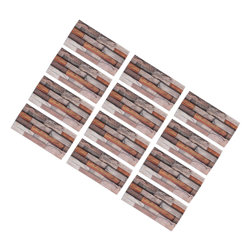 12pcs Tile Wall Sticker Thickened PVC Self Adhesive Waterproof Retro