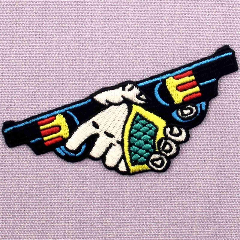 Handshake with Guns Patch Embroidered Applique Badge Iron On Sew