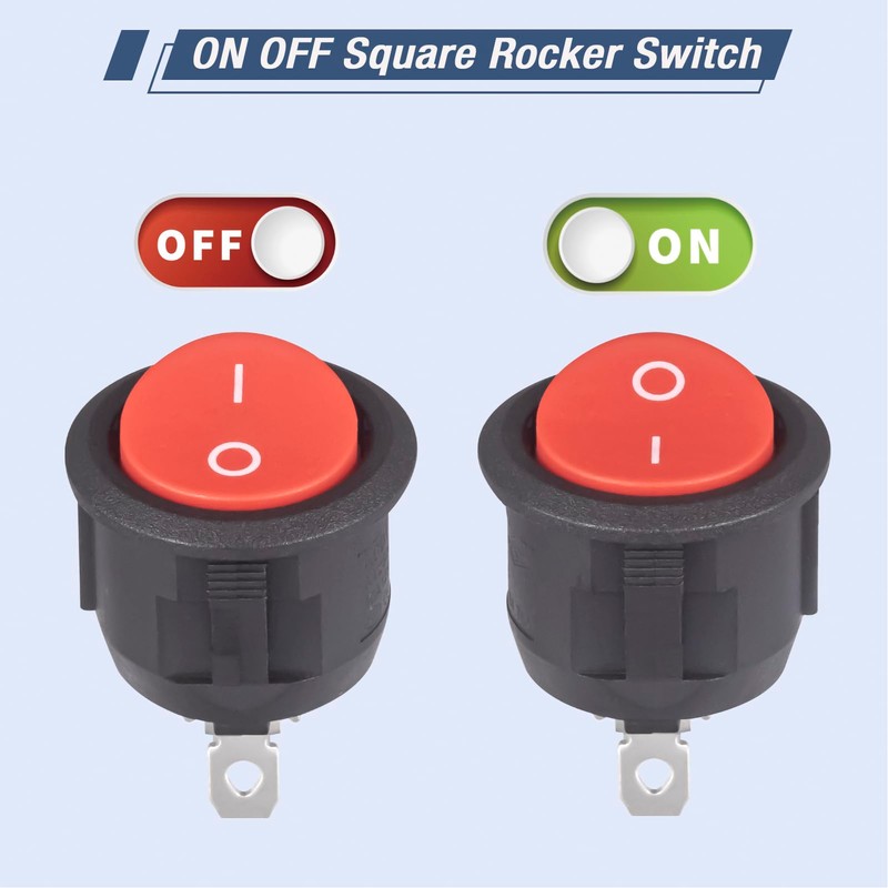 VEXUNGA Rocker Switch 3-Pin Rocker Switch Round On/Off 6A 250V