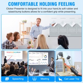 Presentation Clicker for Powerpoint Presentations Remote, 2.4GHz PPT Powerpoint Clicker with Red Light Pointer for Presentations, Wireless Presenter Remote for Mac, Laptop,Computer.