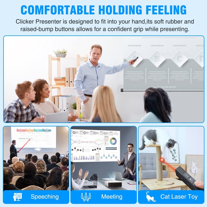 Presentation Clicker for Powerpoint Presentations Remote, 2.4GHz PPT Powerpoint Clicker