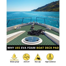 KT GuoMei Boat Flooring Self-Adhesive EVA Foam Boat Decking Non-Skid mat 94.5"X43.31" for Decorate Fishing Boat Kayak Yacht Pool RV Floor etc (Straight Groove, Dark Grey and Green, 94.5"X43.31")