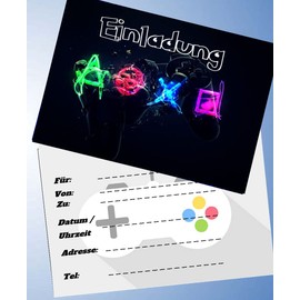 VSW 12 Einladungskarten + 12 Umschläge für Geburtstag Partys und Kindergeburtstag Game Gamer Nr. 87