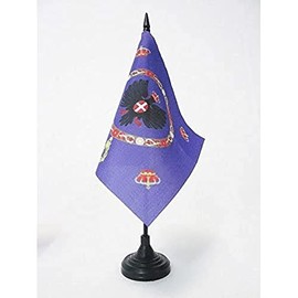 AZ FLAG ROYAL STANDARD OF ITALY 1880-1946 TABLE FLAG 5'' x 5'' - ITALIAN KINGDOM DESK FLAG 15 x 15 cm - Black plastic stick and base
