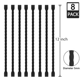 LOIUO 8PCS Silicone Cable Ties 4-Inch Reusable Twist Ties Steel-Core Cable Tie Straps Organizer All Purpose Bendable Cord Tie for Indoor Outdoor Bundling Holding Securing and Wrapping Cables (Black)