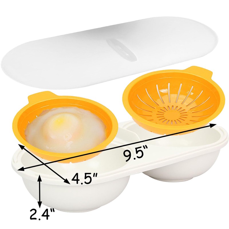 Microwave Egg Poacher 2 Eggs, Double Layer Egg Boiler for