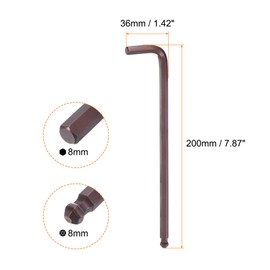 HARFINGTON 4pcs Ball End Hex Key Wrench 8mm S2 Steel L-Shape Extra Long Arm Hexagon Metric Wrenches Repairing Tool for Home Equipment Repair, Red