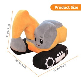 YANGUN Digger Cuddly Toy, Children's Plush Excavator, Cartoon Digger Cushion, Plush Toy, Birthday Gift for Boys and Girls