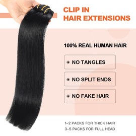 XDhair Clip in Hair Extensions Dark Brown Clip in Hair Extensions 100G 6 Pcs Human Hair Clip in Extensions Long Straight Clip in Hair #2 14 Inch