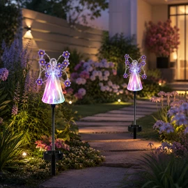 Solar Angel Garden Lights for Outdoor Decor – 2 Pack Color-Changing Stakes for Patio & Memorial Spaces