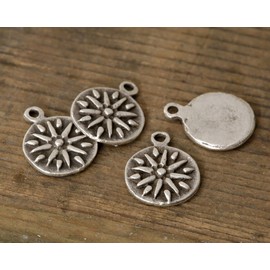 Mykonos Beads Small Pewter Sun Charm Mykonos Beads for Making Jewelry, 15x18mm, Antique Silver