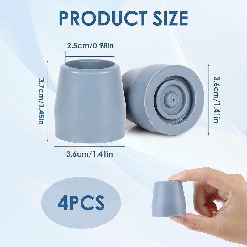 9mm Heavy Duty Rubber Ferrules for Walkers, Zimmer Frames Commodes