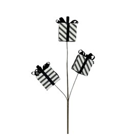 Group of 2 Black and White Gift Box Stems for Christmas Decorations and Holiday Arrangements by Factory Direct Craft