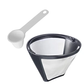 Westmark 244322E6 Coffee Set 2-Piece Permanent Filter Size 4 and Coffee Dosing Spoon for 6 g Coffee, Plastic/Stainless Steel, White/Silver/Black