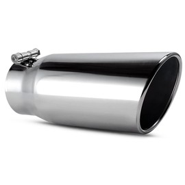 YITAMOTOR 4 Inch Inlet Exhaust Tip for 4 Inch Outside Diameter Tailpipe, 4" Inlet 5" Outlet 12" Long Stainless Steel Professional Exhaust Tail Tip, Polished Finish Surface, Bolt On, Silver
