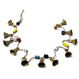 Mango Gifts Decorative String of 11 Brass Vintage Bells Indian Style (2)