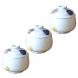 Chawan Mushi Dish, Set of 3, Dinnerware Set, Arita Ware, Round Pattern