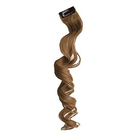 Stasia Street 20-Inch Curly Clip-On Strands Korean Synthetic Breatheable Hair Extensions for Women Natural Looking Instant Style, Volume & Length - Golden Brown
