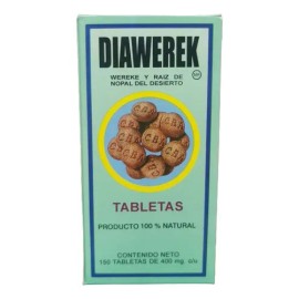 Diawereke 150 Tablts Raíz De Nopal Del Desierto Cba 400mg Sabor Sin Sabor                                                                             