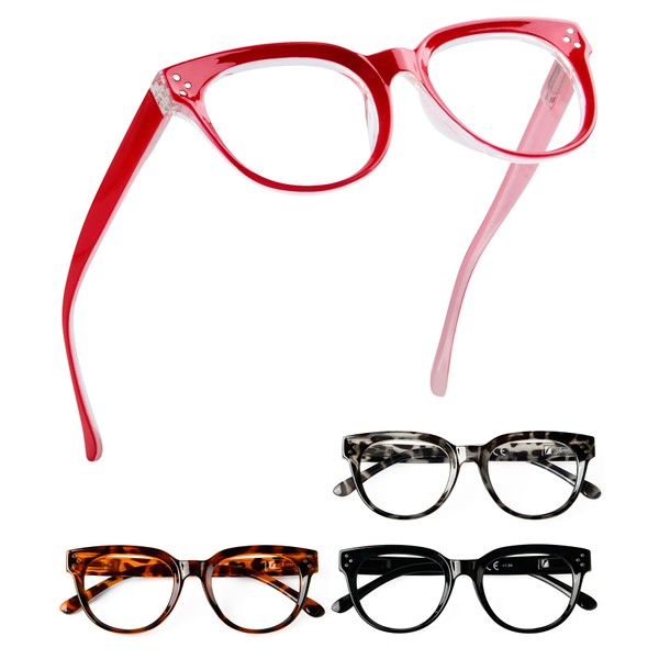 Eyekepper 4-packing Thick Sturdy Reading Glasses Women Stylish Large Readers