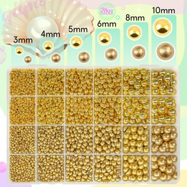 qiipii 2 Styles Gold Flatback Pearls w B7000 Glue for Bedazzling Crafting 3mm-10mm Half Round Gems Beads Stones Bedazzler Kit for Nails Face Eyes Makeup Tumblers Bottles DIY Crafts Scrapbooking Shoes