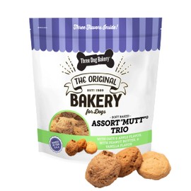 Three Dog Bakery Assort Mutt Trio, 48oz – Delicious Dog Treats with Oats, Apple, Peanut Butter & Vanilla, Premium Dog Training Treats, Puppy Treats