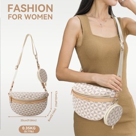 Shoulder Bag for Women, Leather Chest Shoulder Bag, Belt Bag with Adjustable Strap, Chest Bag, Trendy Checked Belt Bag for Daily Shopping and Travel, beige, Utility