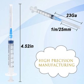 40 Pcs -3ml Luer lock Syringes with 25ga Needle, Individually Packaging Disposable Plastic Syringes and Needles for Scientific Labs, Industrial, Animal and Pet Supplies