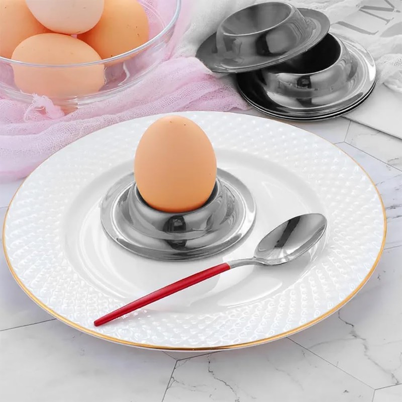 Hsthe Sea 6pcs Stainless Steel Egg Cup Holder Set for
