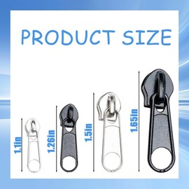 SSKHE Zip Repair Kit,Pack of 16 Replacement Parts Zippe,Metal Zips,Zip Replacement,Suitable for Purse,Dresses,Jeans,Suitcase,Luggage,Backpacks,Etc(2 Styles 4 Sizes)