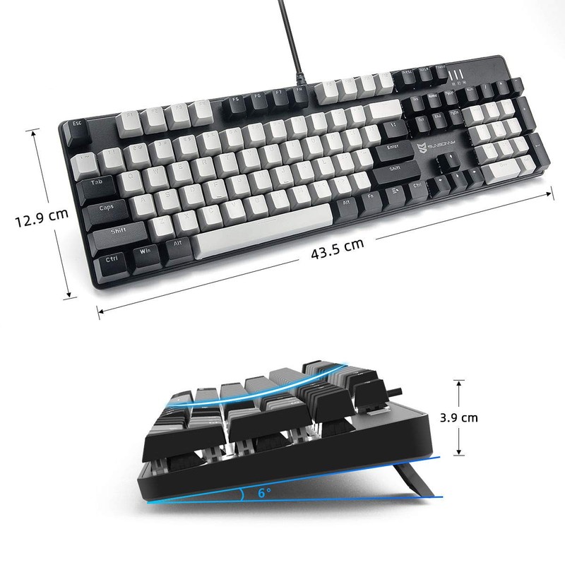 Merdia Mechanical Keyboard Gaming Keyboard with Blue Switch Wired White