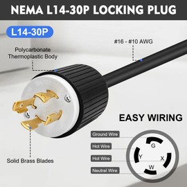 Yomiuwo 5 Pack NEMA L14-30P Locking Plug, 30 Amp 125/250V Twist Lock Male Plug, 3 Pole 4 Wire Grounding, Industrial Heavy Duty Generator Adapter, UL Listed,