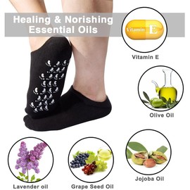 Codream Calcetines de gel hidratantes grandes para hombre, cuidado de los pies, tratamiento definitivo para piel seca agrietada y áspera en pies, paquete de 2 pares, color negro
