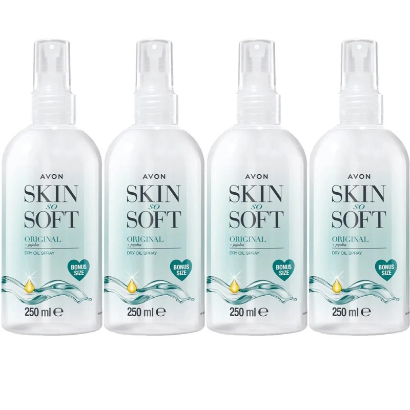 4 X Bottles Avon Skin So Soft Original Dry Oil