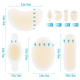 ZJIVQO 28Pcs Hydrocolloid Gel Bandages, Blister Bandages, Waterproof Adhesive Blisters Chshions, Blister Pads for Heel, Foot, Toe (Mix)