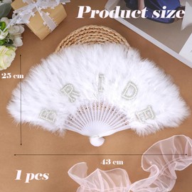 Bride Fan, Elegant Folding Hand Fan for Ladies, Feather Hand Fan Folding Trim Wedding Accessories, Bridal Shower Decorations, Wedding Photo Props Party Outdoor Decoration