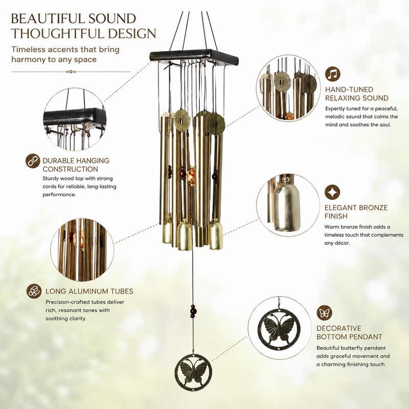 Metal Wind Chime for Home & Garden Decor – Aluminum