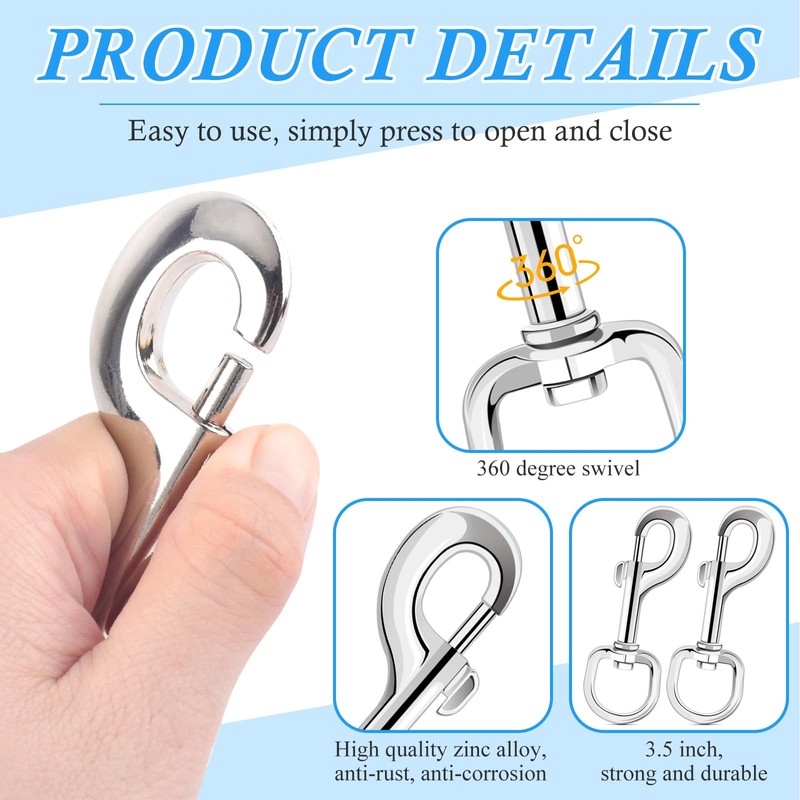 ERKOON 3.5 Inch Swivel Eye Bolt Snap Hooks 154Lbs Load