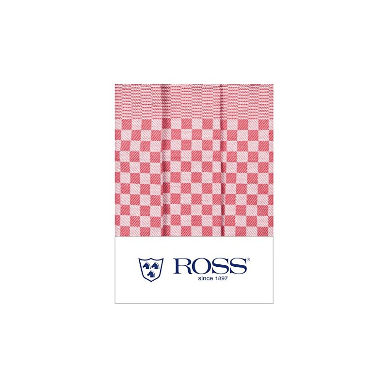 Ross Pack of 3 Cotton Tea Towels Red 45 x