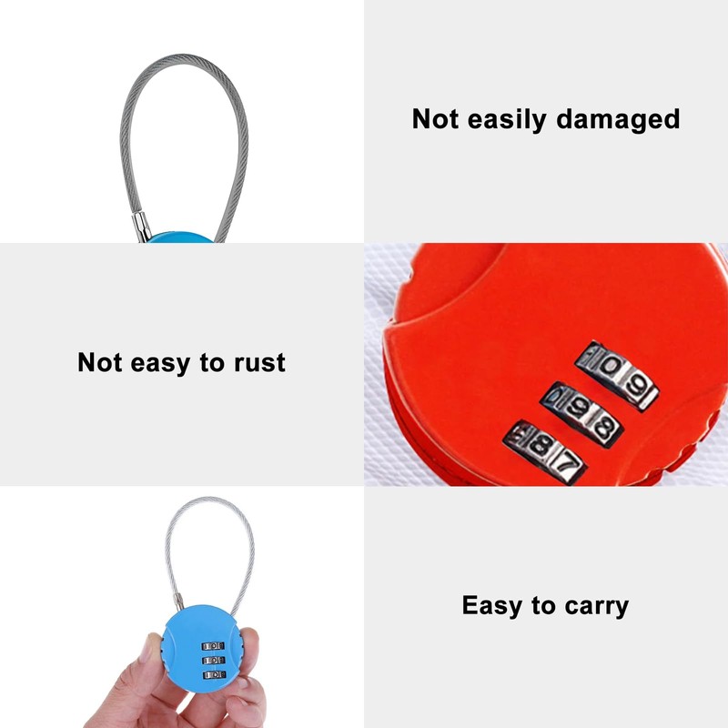 Padlocks with Code - 4-Pack Combination Padlock Set, 3-Digit Resettable,
