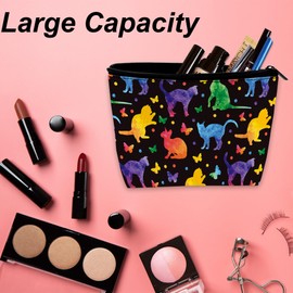 DEMACYA Cute Cats and Butterflies Makeup Bag for Purse Waterproof Funny Cosmetic Bags for Women Zipper Travel Toiletry Pouch Makeup Bags Gift 9.5×5.9 Inch