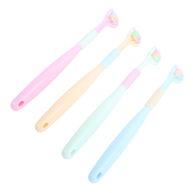 4pcs Three Sided Toothbrush Soft Bristles Three Head Teeth Cleaner