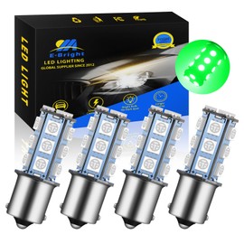 EverBright 1156 BA15S Led Bulb,1073 7506 1141 LED Bulb for RV Camper SUV MPV Car Side Marker Lights Reverse Lights Brake/Turn Signal Bulb 18SMD 5050Chips DC-12V,Green, Pack of 4