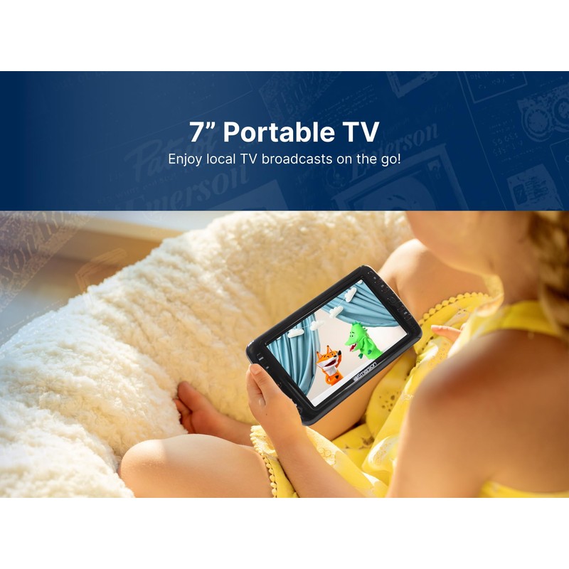 Emerson 7" Portable TV LCD Monitor – Rechargeable Battery Operated