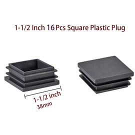 Square Tubing Plug Cap, 1-1/2 Inch POCADOM 16Pcs Tubing End Cap Plastic Plugs Chair Glide Insert Finishing Plug
