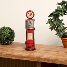 Moritz Tin Decoration Money Box Gas Red Tin Decoration Tin Model Petrol Station Retro Collectible Vintage Decoration Nostalgia Antique Style